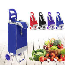 Custom Logo Reusable Supermarket/Retail Stores Waterproof Oxford Vegetable Shopping Trolley Cart Bag with Wheels Shopping Trolley Cart